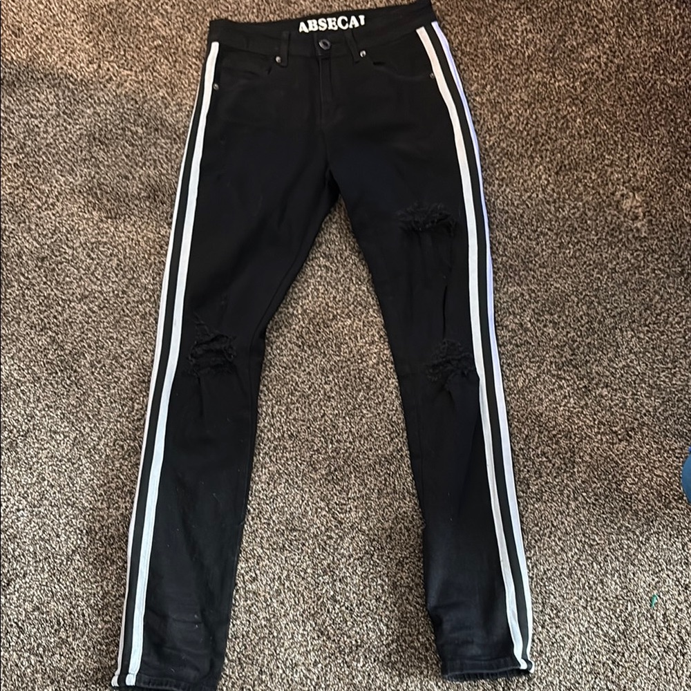 Black Jeans with White Stripes